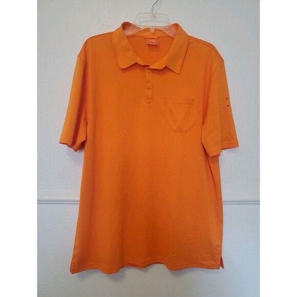 KLVN Golf Tech Polo Shirt Men's Size XL Orange Collared Front Pocket Snap Button - Picture 14 of 14